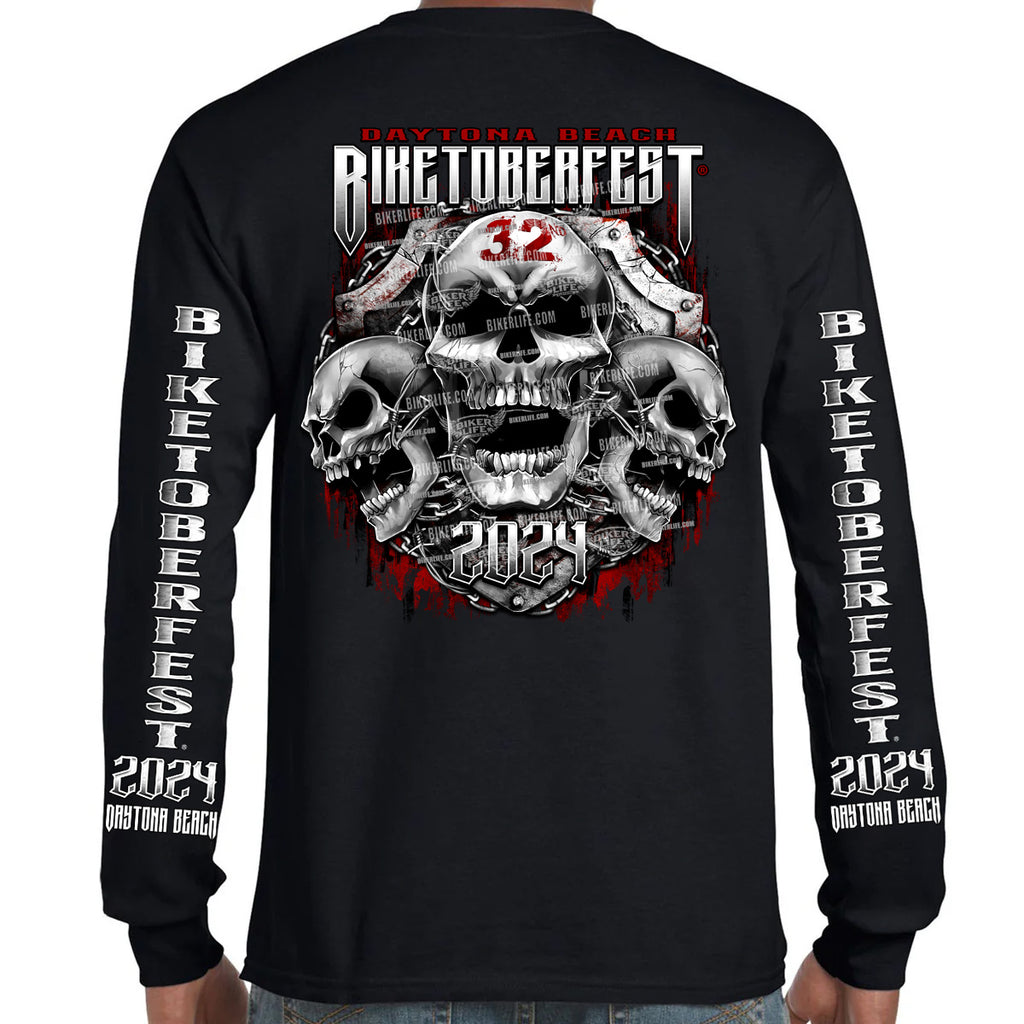 2024 Biketoberfest Daytona Beach Chained Shield Long Sleeve T-Shirt