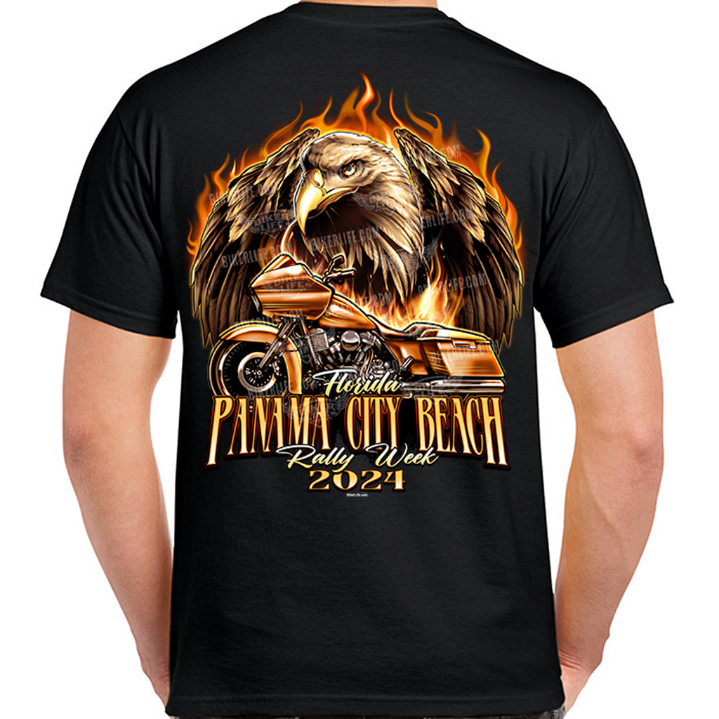 2024 Panama City Beach Rally Week Freedom Flame Bagger T-Shirt