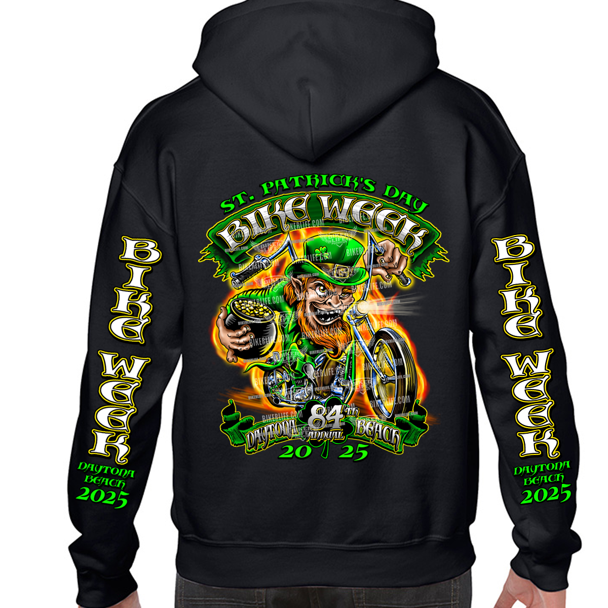 2025 Bike Week Daytona Beach Fiery Leprechaun Pullover Hoodie 2025 Bike Week Daytona Beach Fiery Leprechaun Pullover Hoodie