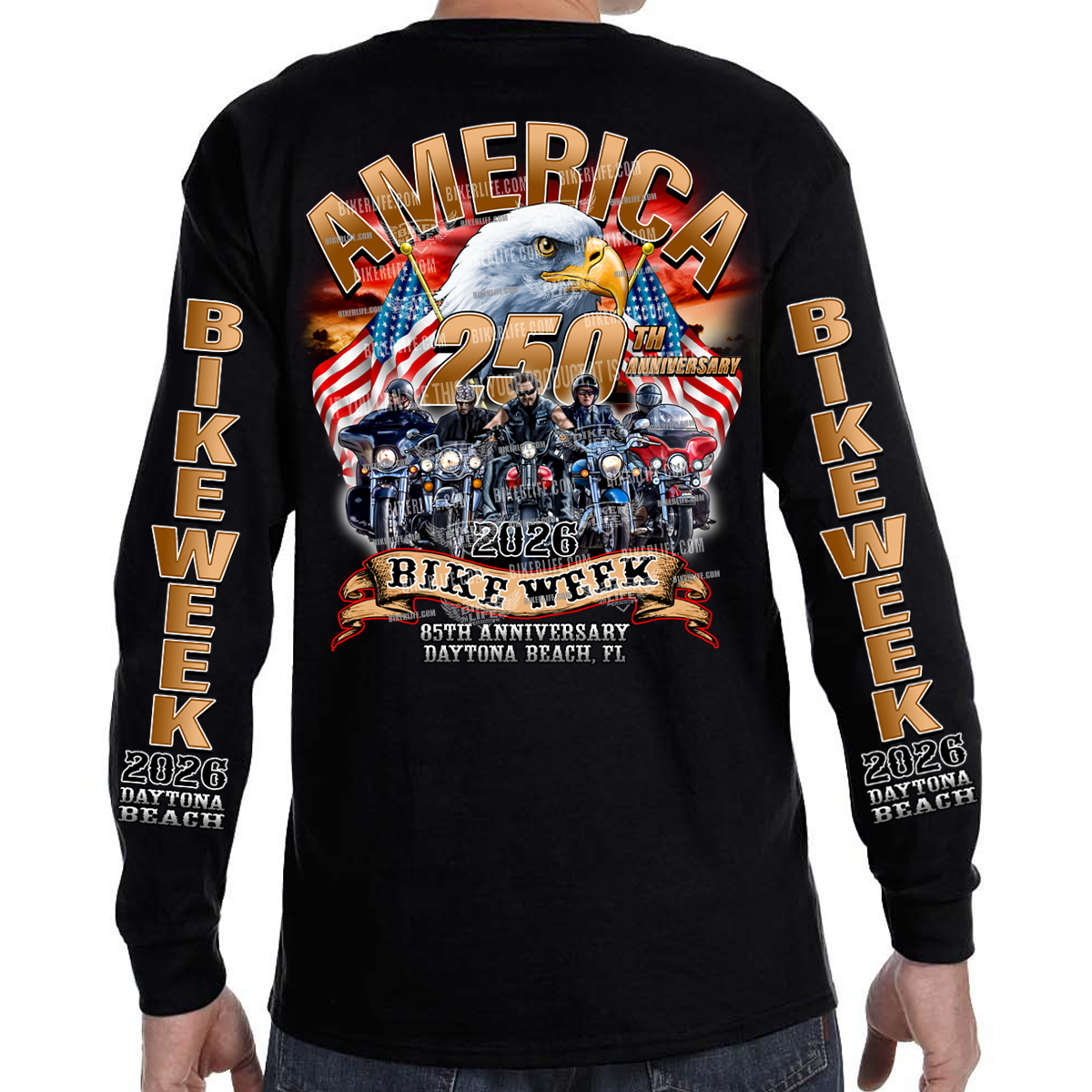 Long Sleeve 2026 Bike Week Daytona Beach America Strong