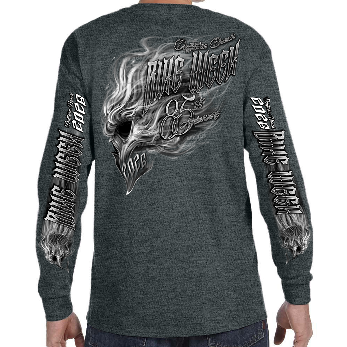 Long Sleeve 2026 Bike Week Daytona Beach Smokin' Skull