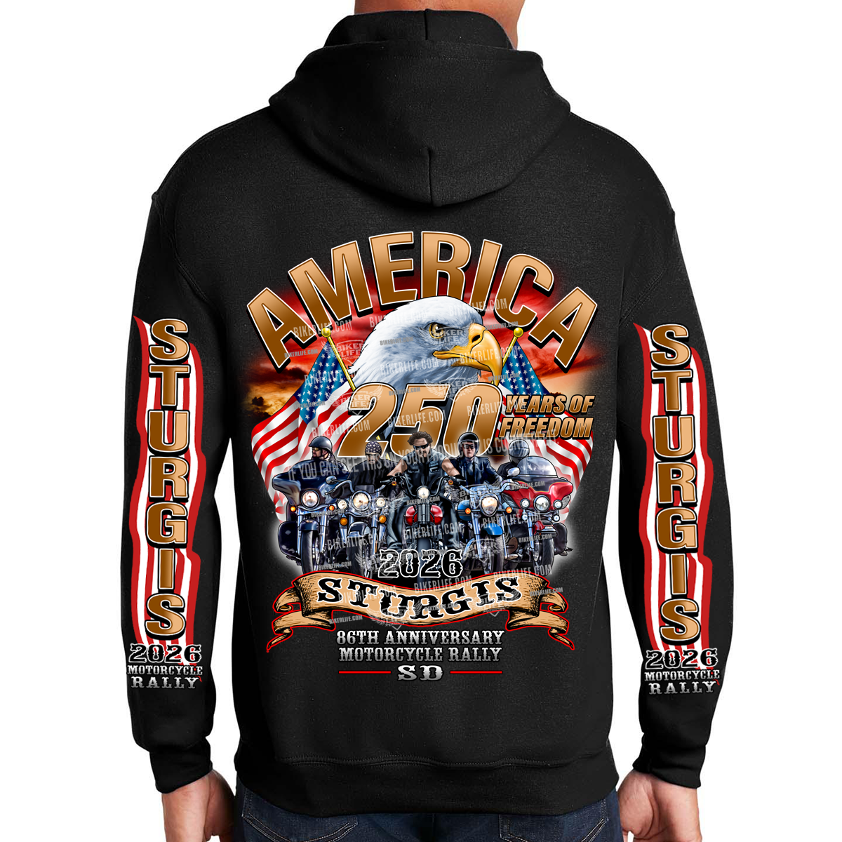 Pullover Hoodie 2026 Sturgis Motorcycle Rally America Strong