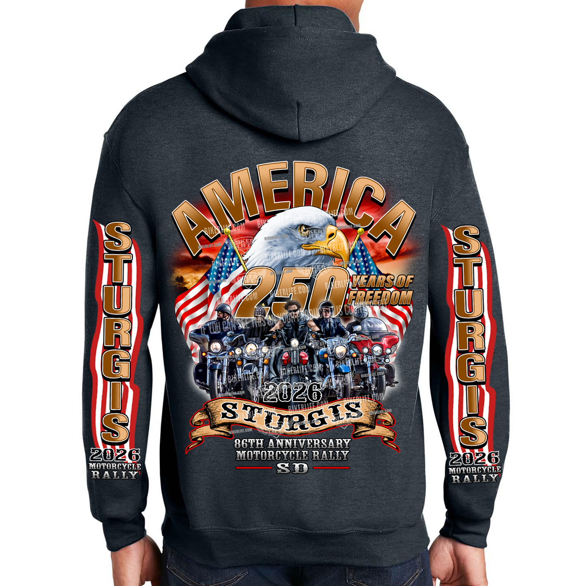Pullover Hoodie 2026 Sturgis Motorcycle Rally America Strong