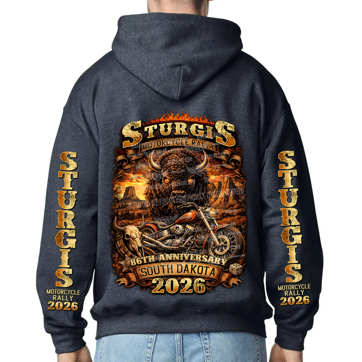 Pullover Hoodie 2026 Sturgis Motorcycle Rally Wild and Free