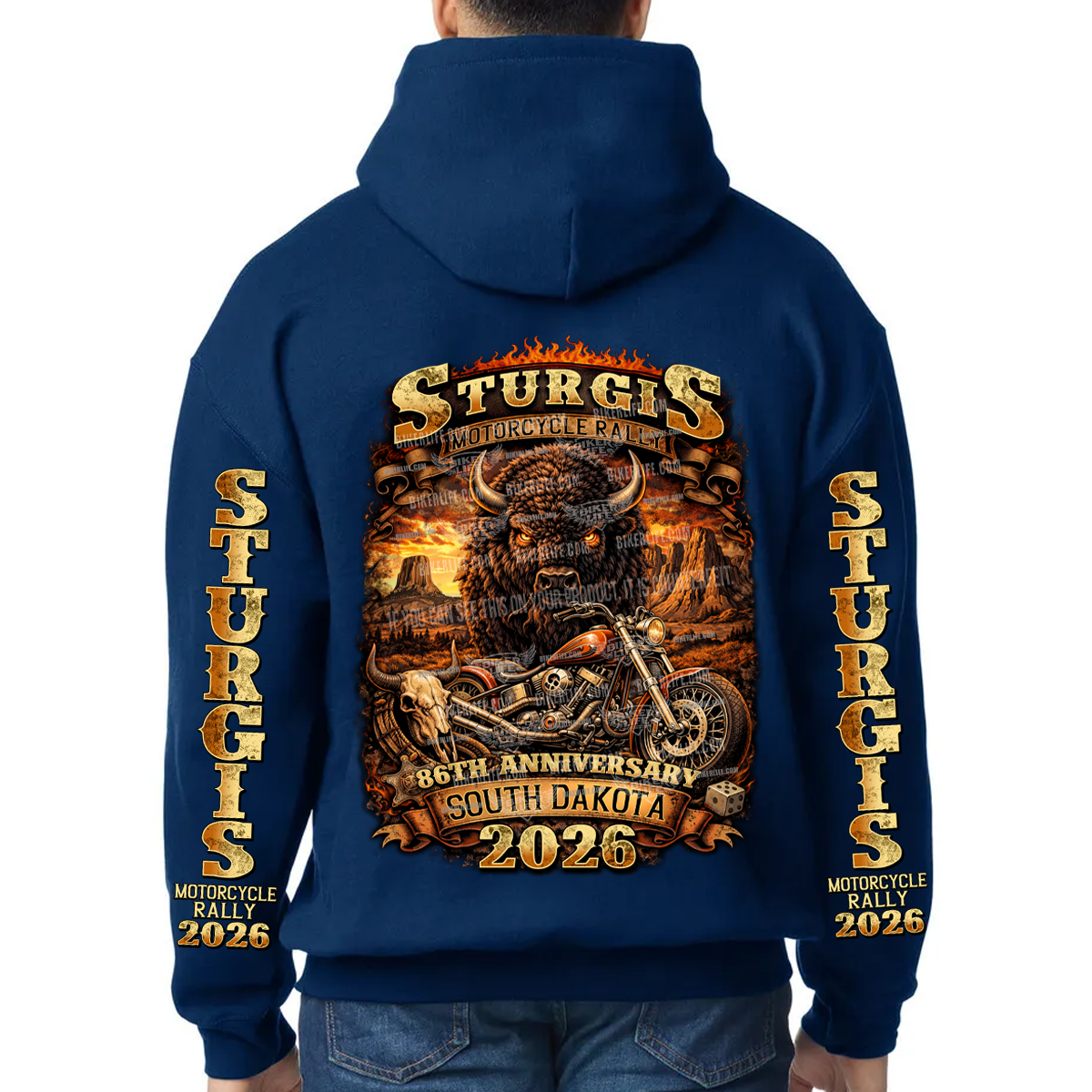 Pullover Hoodie 2026 Sturgis Motorcycle Rally Wild and Free