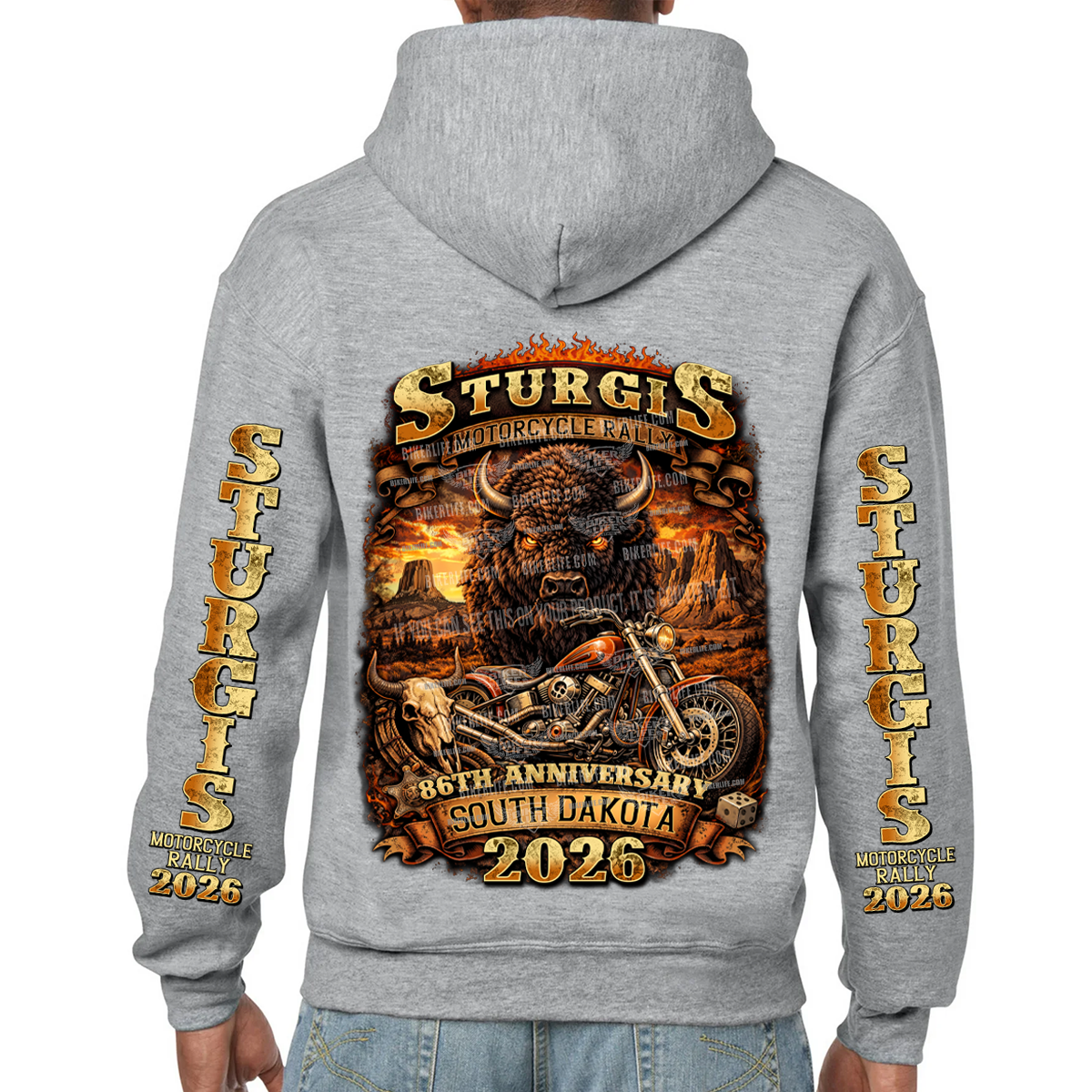 Pullover Hoodie 2026 Sturgis Motorcycle Rally Wild and Free