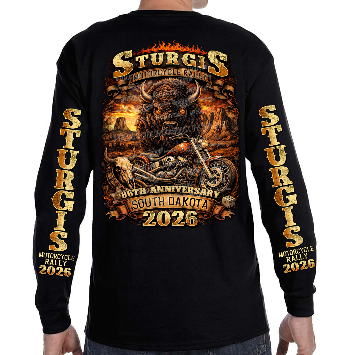 Long Sleeve 2026 Sturgis Motorcycle Rally Wild and Free