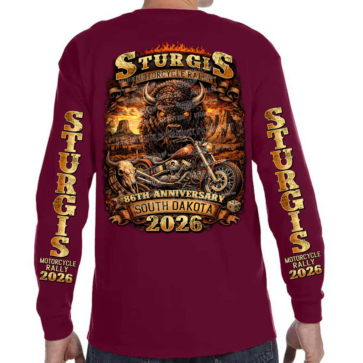 Long Sleeve 2026 Sturgis Motorcycle Rally Wild and Free