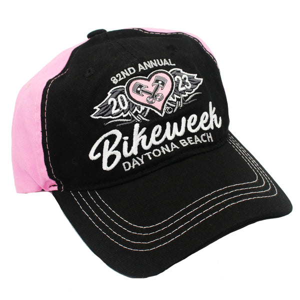 Ladies 2023 Bike Week Daytona Beach Motor Heart Hat Biker Life Clothing
