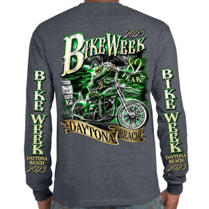 2023 Bike Week Daytona Beach Green Skeleton Rider Long Sleeve