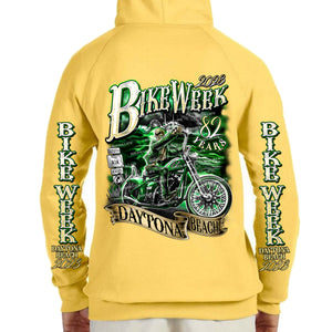 2023 Bike Week Daytona Beach Green Skeleton Rider Pullover Hoodie