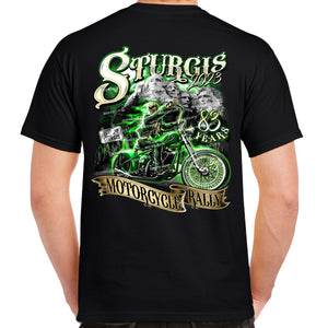 2023 Sturgis Motorcycle Rally Green Skeleton Rider T-Shirt