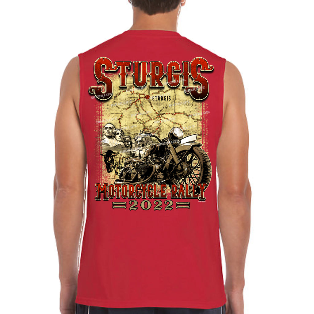 2022 Sturgis Motorcycle Rally Vintage Map Muscle Shirt