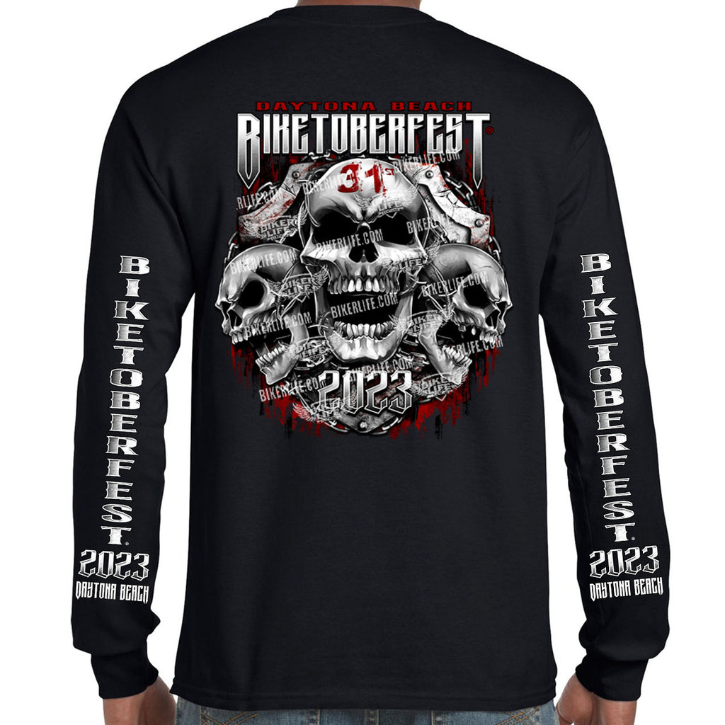 2023 Biketoberfest Daytona Beach Chained Shield Long Sleeve T-Shirt