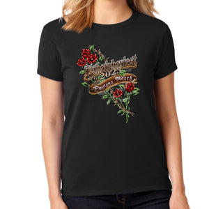Ladies Missy Cut 2023 Biketoberfest Daytona Beach Barbed Wire Roses T-Shirt