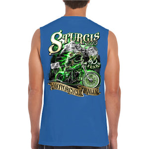 2023 Sturgis Motorcycle Rally Green Skeleton Rider Muscle Shirt