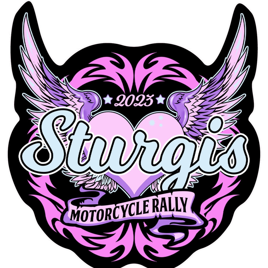 2023 Sturgis Motorcycle Rally Heart Wings Sticker