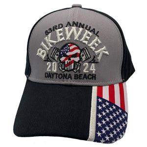 2024 Bike Week Daytona Beach Get Skulled Patriot Flag Hat