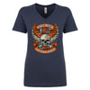 Ladies Jr. Cut 2024 Bike Week Daytona Beach Orange Skull Wings V-Neck Shirt