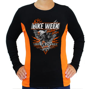 Ladies 2024 Bike Week Daytona Beach Wild Eagle Two Toned Long Sleeve Shirt