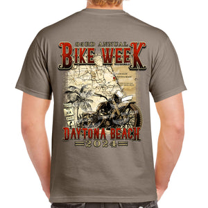 2024 Bike Week Daytona Beach Vintage Map T-Shirt