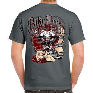2024 Bike Week Daytona Beach Chained Engine Pinup Girl T-Shirt