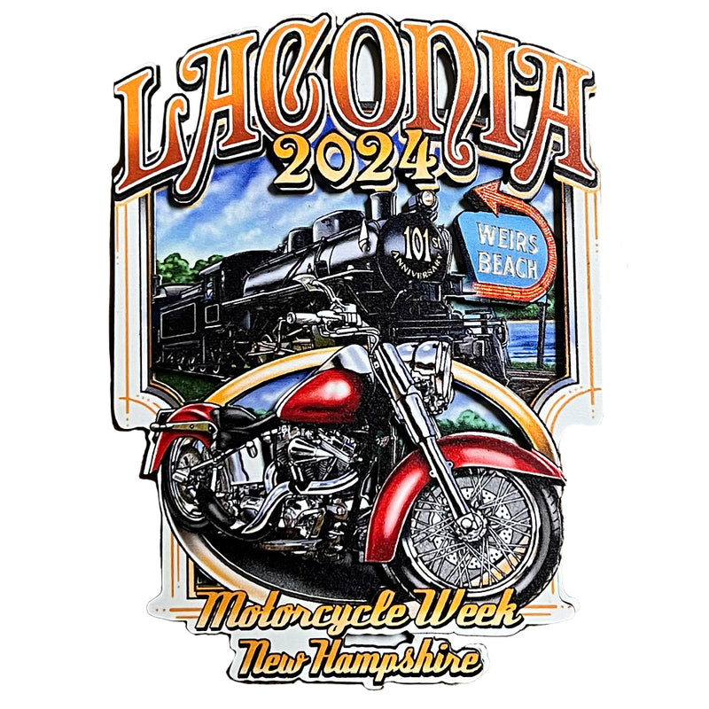 2024 Laconia Motorcycle Week Black Train Wooden 3D Biker Life