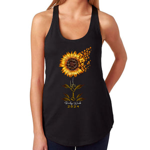 Ladies Jr. Cut 2024 Ocean City Rally Week Sunflower Skulls Racerback Tank Top