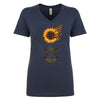 Ladies Jr. Cut 2024 Ocean City Rally Week Sunflower Skulls V-Neck Shirt