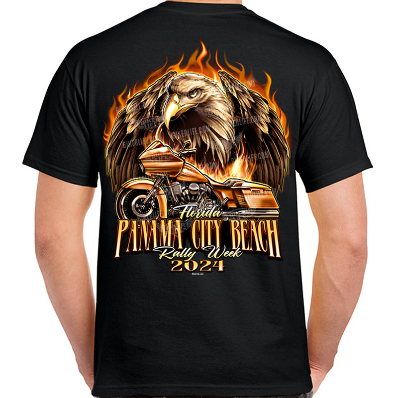 2024 Panama City Beach Rally Freedom Flame Bagger T-Shirt