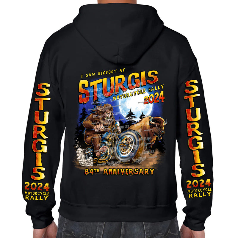 2024 Sturgis Motorcycle Rally Bigfoot Zip-Up Hoodie