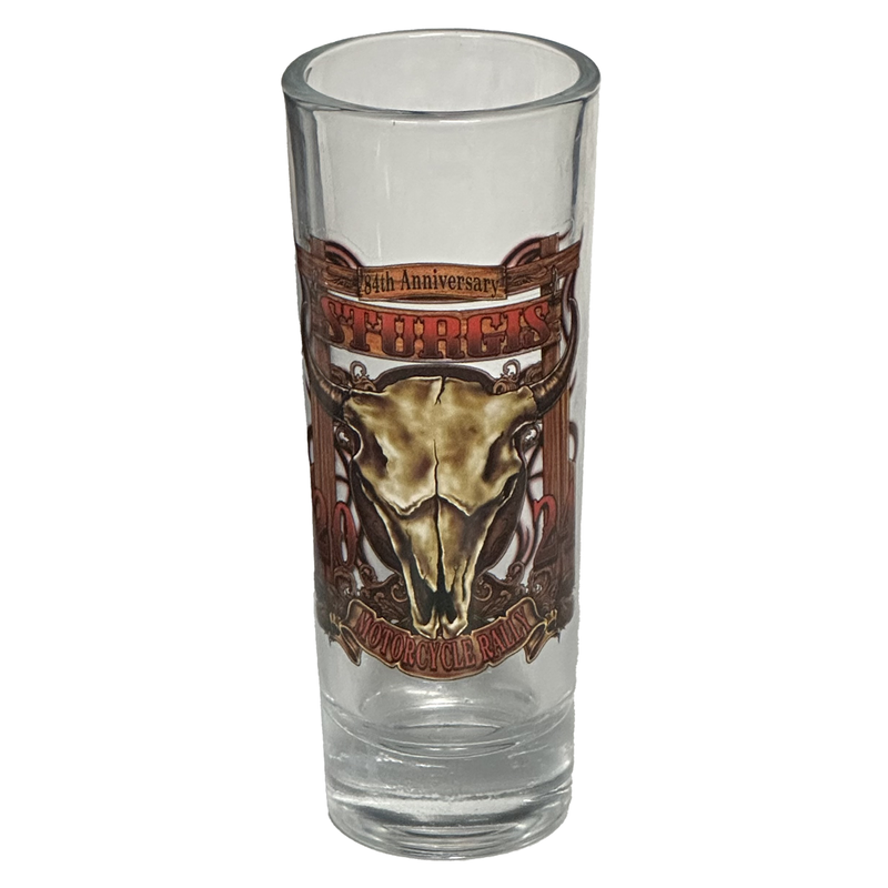 2024 Sturgis Motorcycle Rally Cattle Skull Shooter Glass