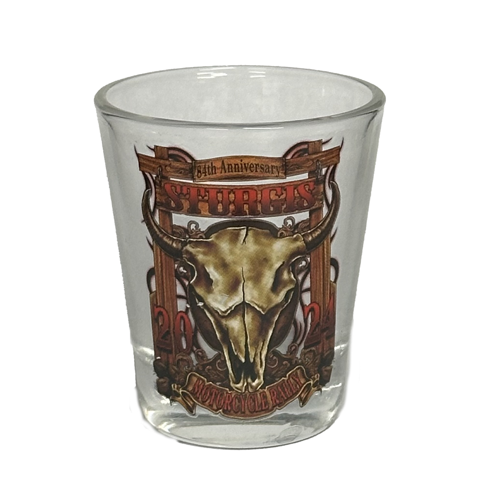 2024 Sturgis Motorcycle Rally Cattle Skull Shot Glass