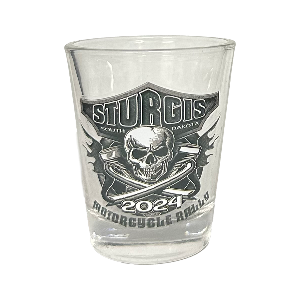 2024 Sturgis Motorcycle Rally Engine Skull Shot Glass