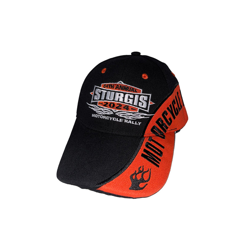 2024 Sturgis Motorcycle Rally Flaming Side Stripe Embroidered Hat