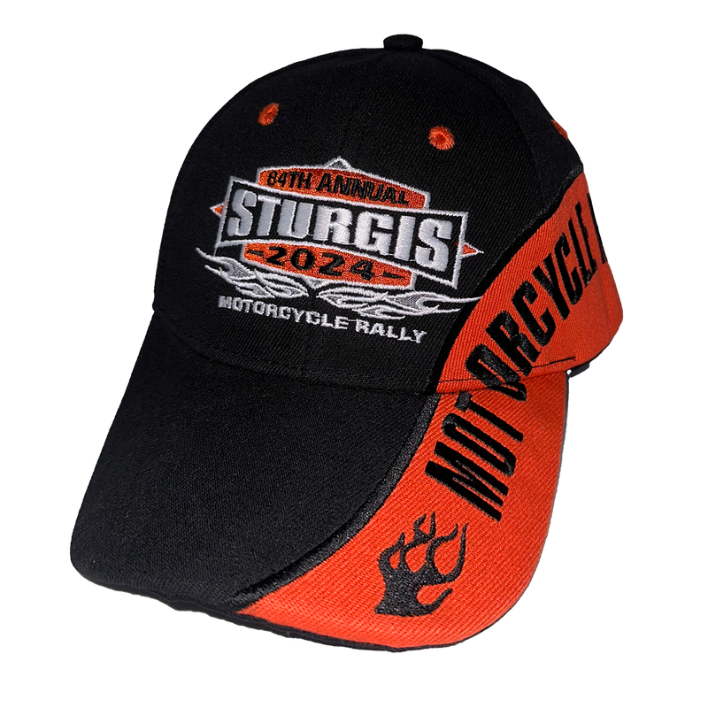 2024 Sturgis Motorcycle Rally Flaming Side Stripe Embroidered Hat