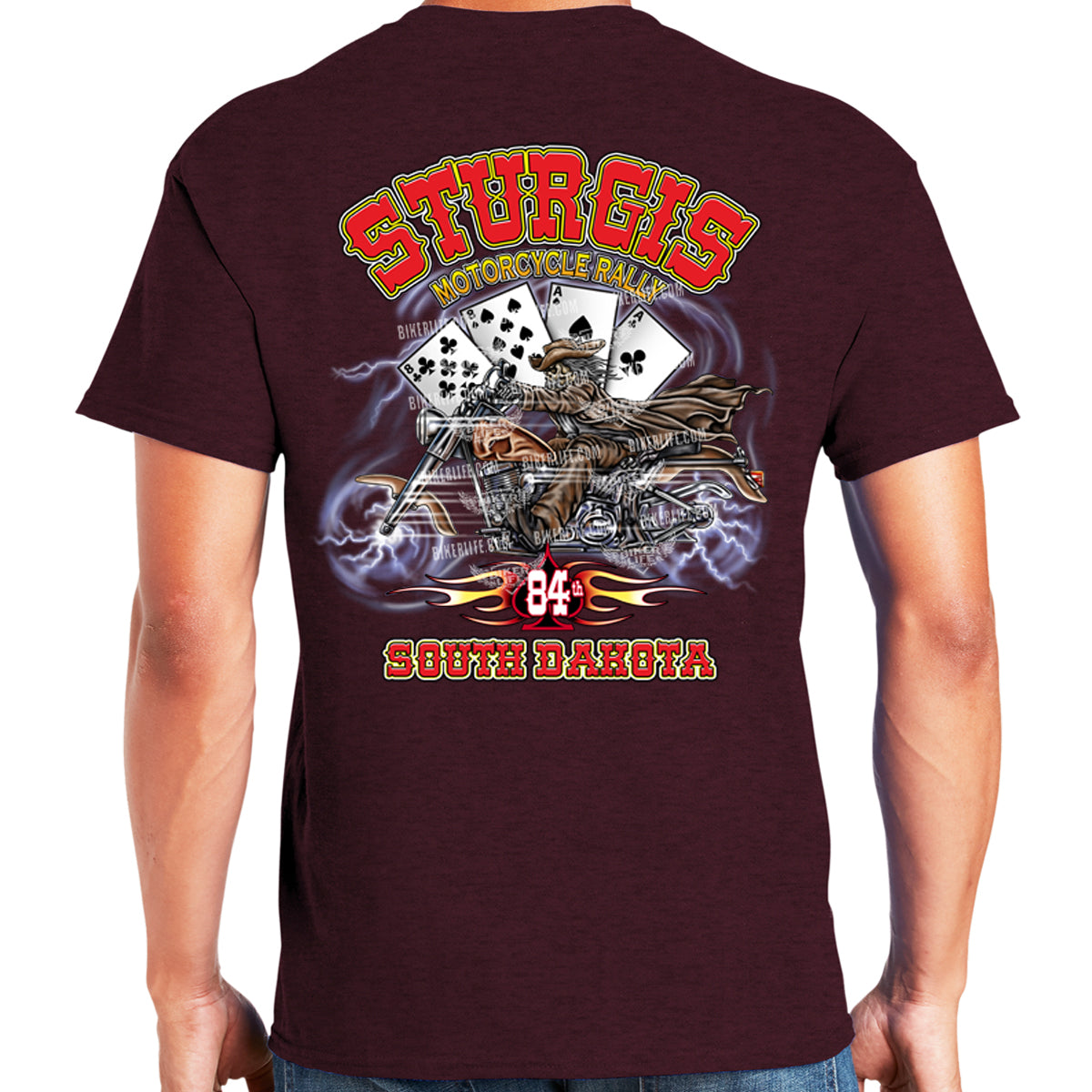 Biker Life Clothing 2024 Sturgis Motorcycle Rally Wild Bill Spade T Shirt Russet S Regular