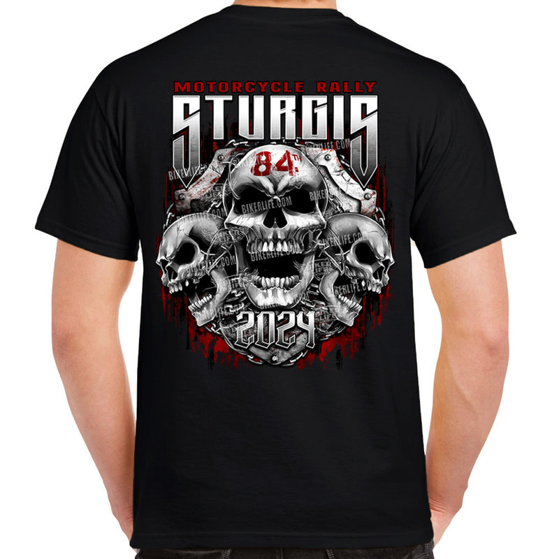 2025 Sturgis Motorcycle Rally Chained Shield TShirt Biker Life Clothing