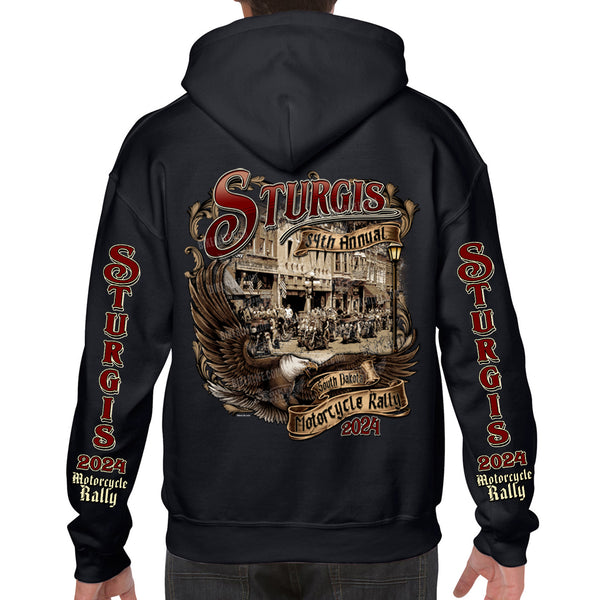 2023 Sturgis Motorcycle Rally Green Skeleton Rider Pull-Over Hoodie