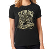 Ladies Missy Cut 2024 Sturgis Motorcycle Rally Grunge & Chains Skull Wing T-Shirt