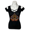 Ladies 2025 Bike Week Daytona Beach Silhouette Cut Shoulder Chest Detail Shirt