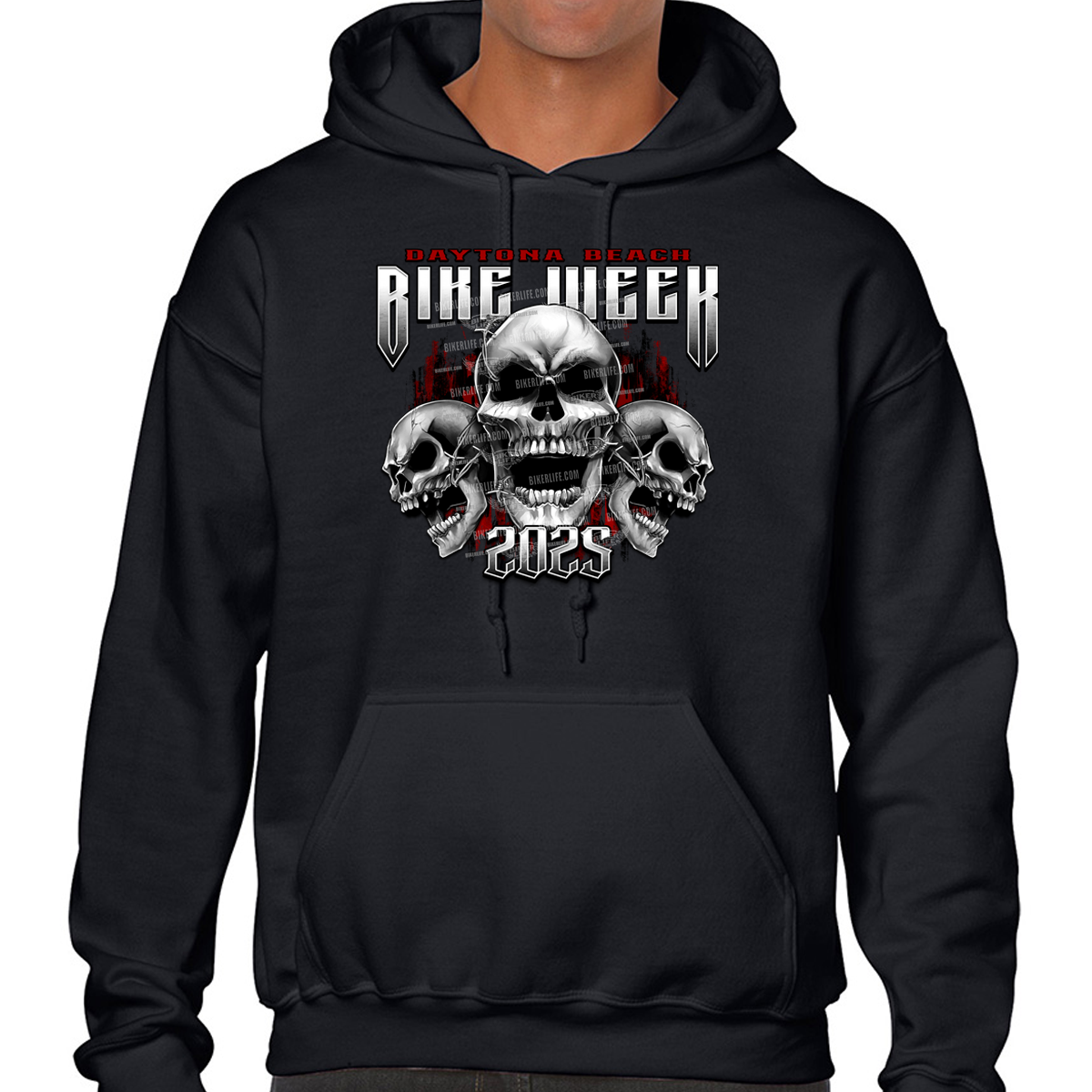 2025 Bike Week Daytona Beach Chained Shield Pullover Hoodie 2025 Bike Week Daytona Beach Chained Shield Pullover Hoodie