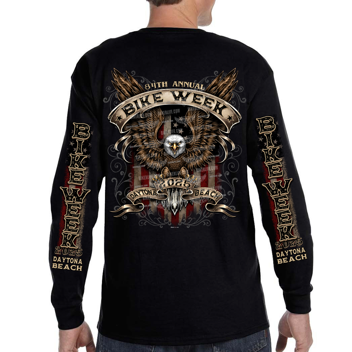 2025 Bike Week Daytona Beach Vintage American Eagle Long Sleeve BIKER