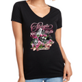 V-Neck Shirt Ladies Jr. Cut 2026 Sturgis Motorcycle Rally Floral Bike