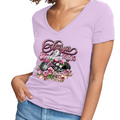 V-Neck Shirt Ladies Jr. Cut 2026 Sturgis Motorcycle Rally Floral Bike