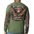 Long Sleeve 2027 Sturgis Motorcycle Rally Stars and Stripes Eagle