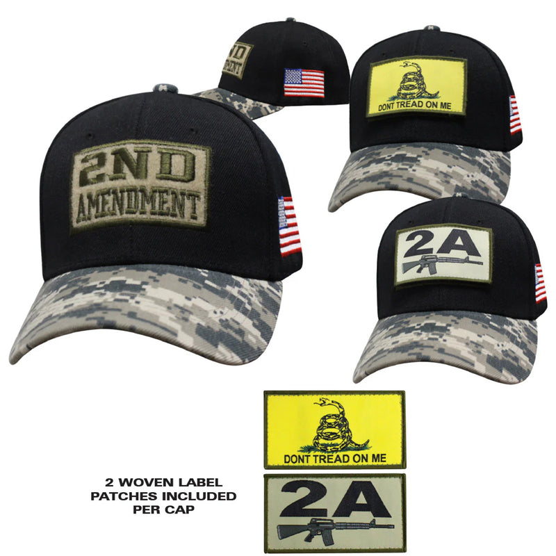 Digital Camo / Black 2nd Amendment Removeable Patch Cap