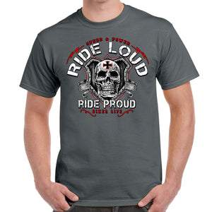 Ride Loud Ride Proud Skull Shield T-Shirt