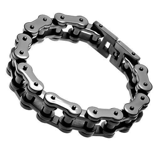 Stainless Steel Biker Link Gunmetal Motorcycle Chain Bracelet