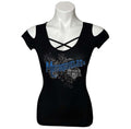 Ladies Lace & Leather Cut Shoulder Chest Detail Shirt Black / M Ladies Lace & Leather Cut Shoulder Chest Detail Shirt Black / M
